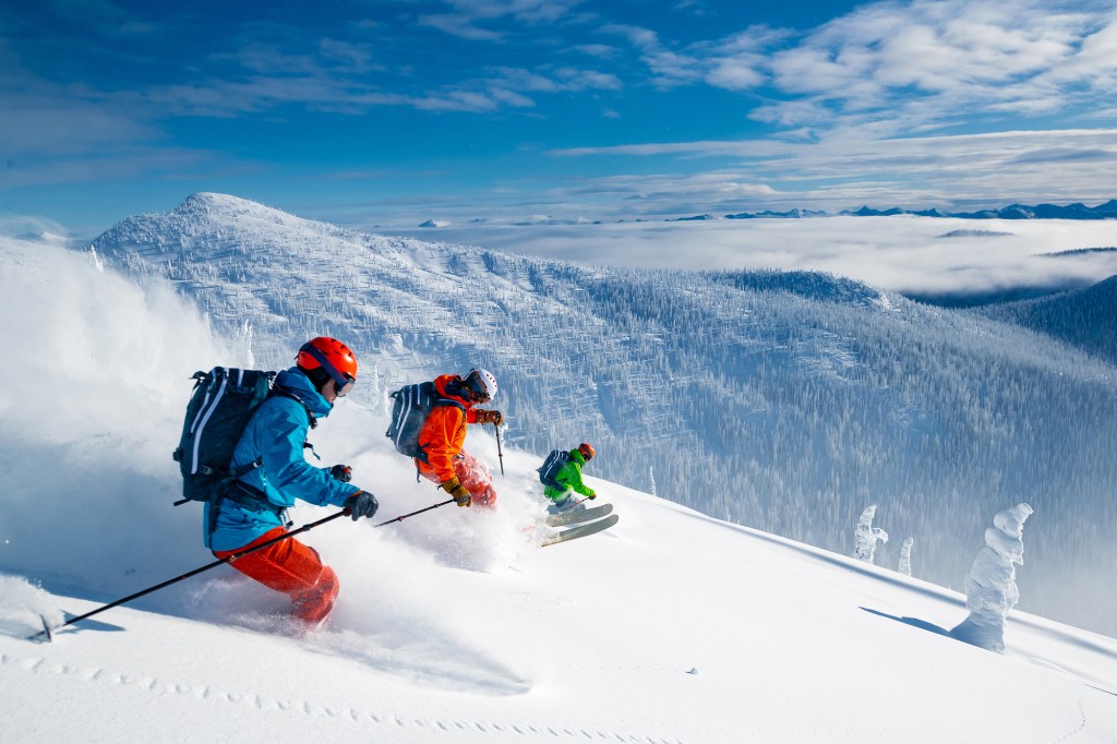 Powder skiing in the backcountry.