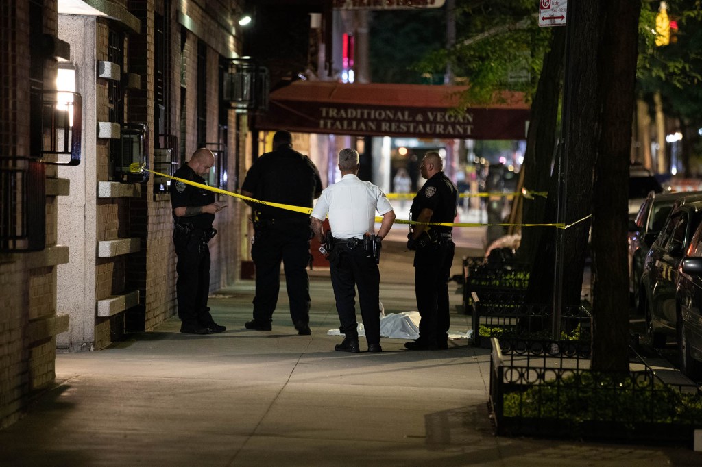 Police at the scene of a suicide.