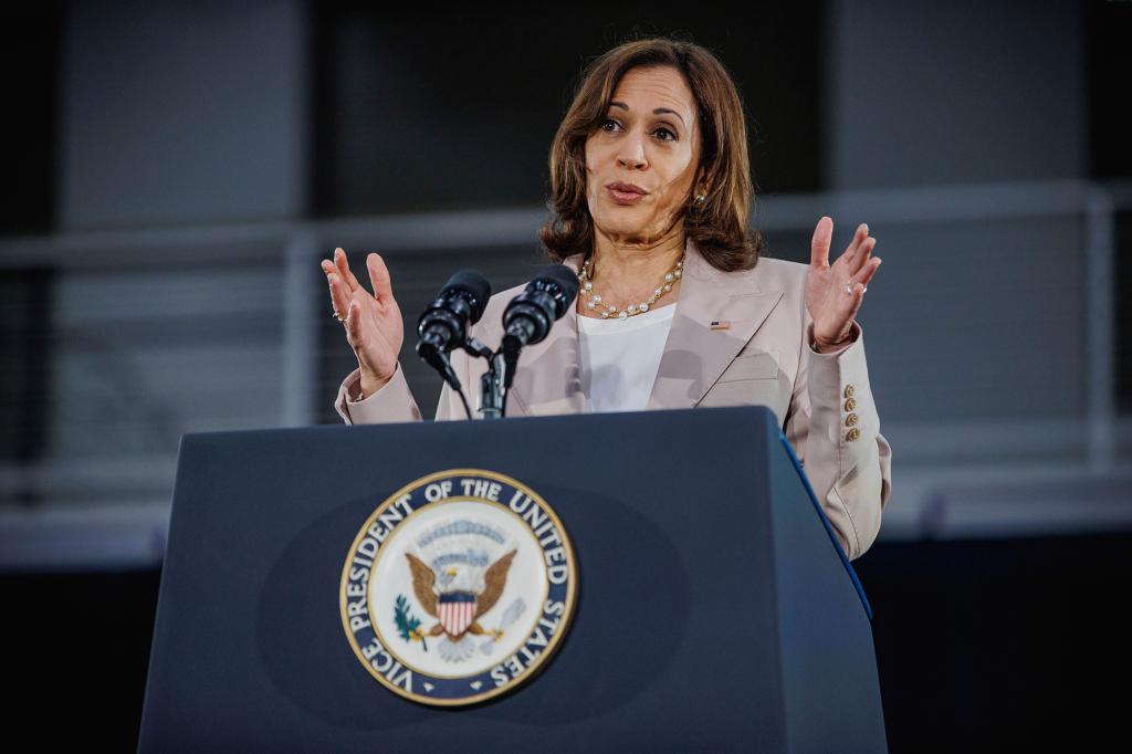 Vice President Kamala Harris speaks at the Thrive Center in Oakland, Calif., on Friday, Aug. 12, 2022.