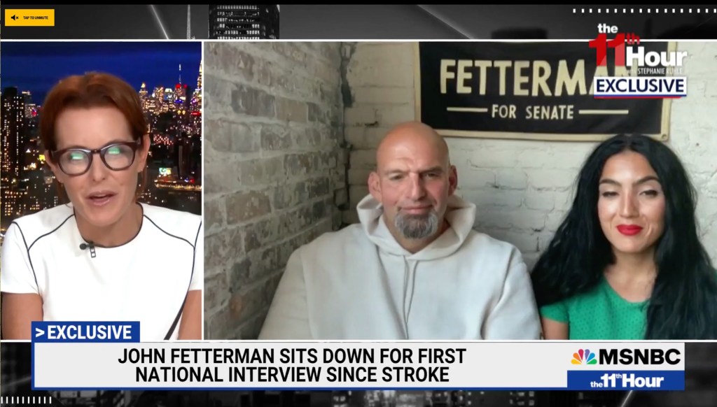 Fetterman’s team acknowledged that he needed closed captioning when conducting this interview with MSNBC in early September.