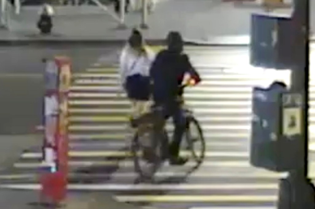 Surveillance footage of a man on an e-bike who sexually assaulted a woman in Manhattan on July 17, 2022.