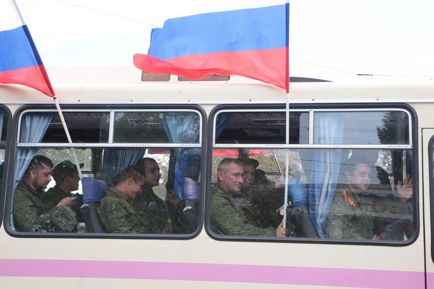 People drafted during the partial mobilization attend a departure ceremony in Sevastopol, Crimea, on September 27, 2022.