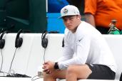 New York Jets quarterback Zach Wilson on the bench before game game against the New York Giants in East Rutherford, N.J. Sunday, August 28, 2022. .