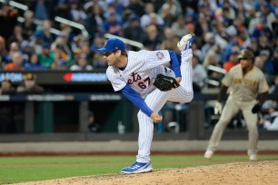 Seth Lugo pitches during the Mets' Game 3 loss to the Padres.