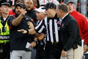 Greg Schiano got into a yelling match with Ryan Day after Ohio State pulled off a fake punt in the fourth quarter of the Buckeyes’ 49-10 blowout win over Rutgers.