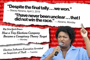 Georgia gubernatorial candidate Stacey Abrams denied that she previously claimed victory in the 2018 election.