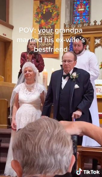 TikToker Sophia Angeletakis shared a viral video series of her grandpa, 87, marrying his dead ex-wife's best friend in an elaborate wedding day celebration.