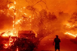 The Bond Fire burning in Orange County, California on December 3, 2020.