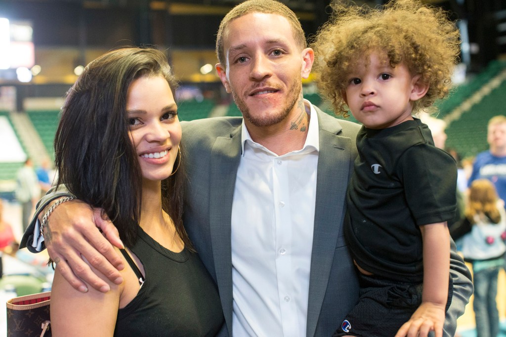 Delonte West with his wife Caressa and son Cash in 2015.