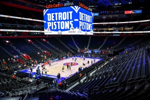 A general view of Little Caesars Arena is pictured ahead of the game between the Detroit Pistons and Orlando Magic on October 30, 2021 in Detroit, Michigan.