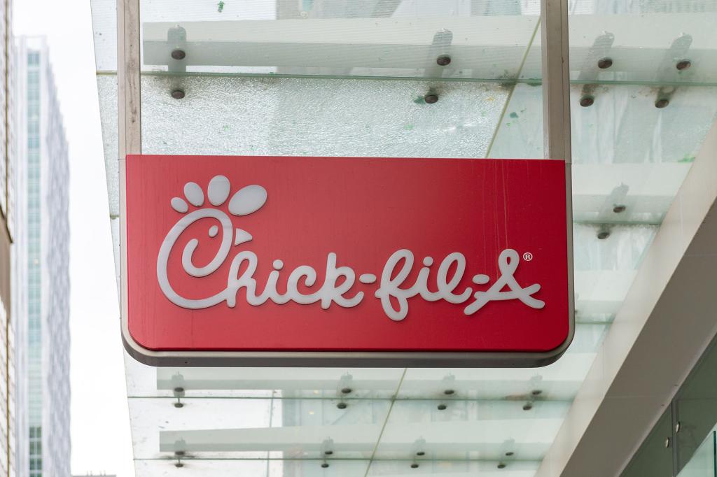 Sign of Chick-Fil-A in Yonge Street in the downtown district.