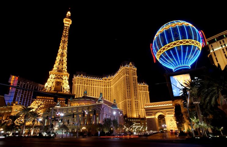 The Paris Las Vegas hotel brings large replicas of French landmarks to the Las Vegas Strip, November 17, 2001, in Las Vegas, NV.