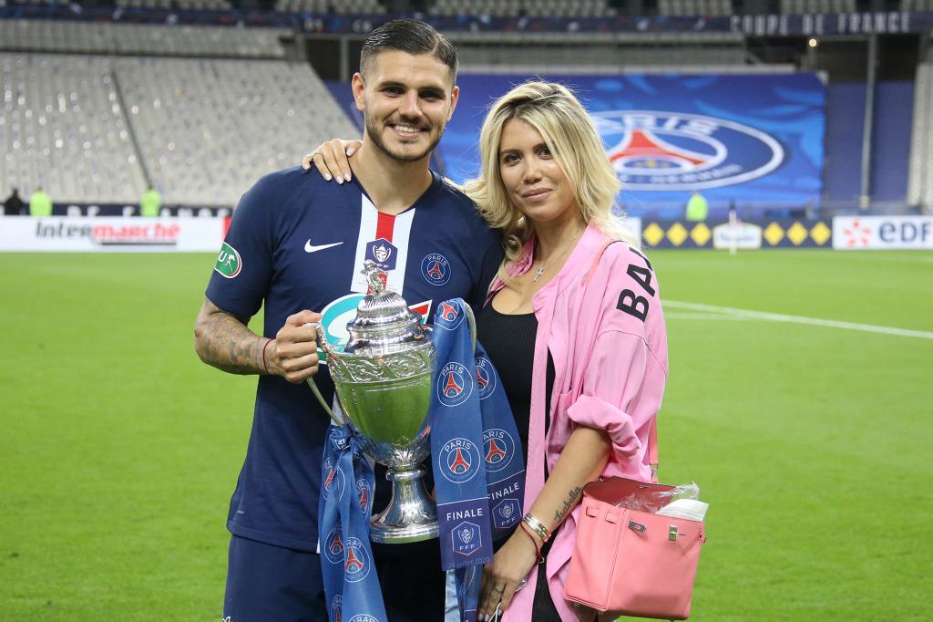 Mauro Icardi and Wanda Nara after the French Cup Final in 2020.