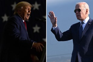 Two images of President Biden and Donald Trump.