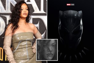 Rihanna, the cover of "Lift Me Up" and "Black Panther"