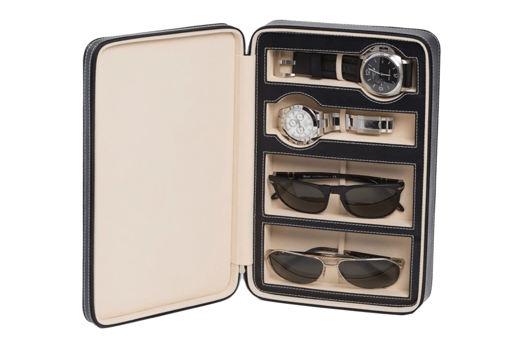 Bey-Berk Leather Watch & Sunglasses Storage Case