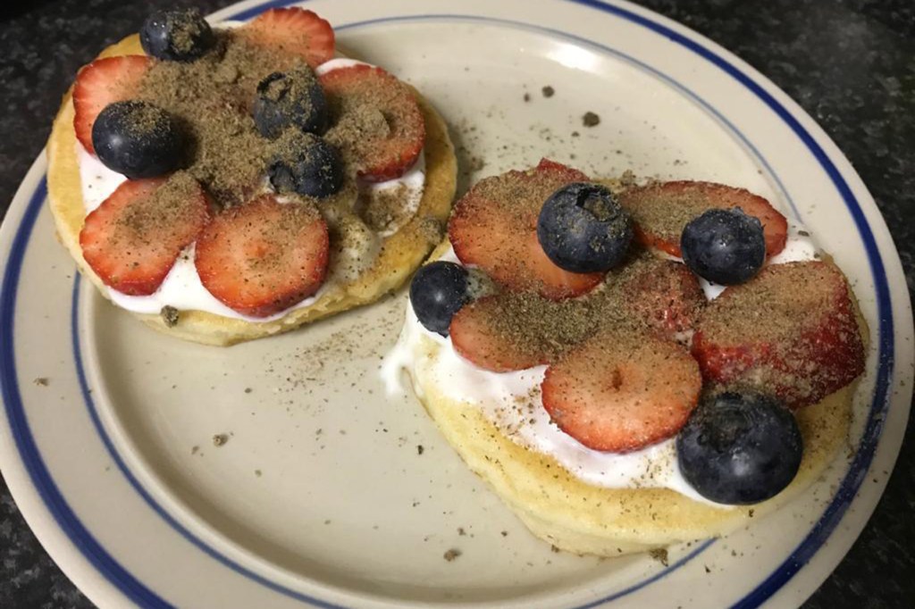 Pancakes dusted with cricket powder for an extra protein boost.