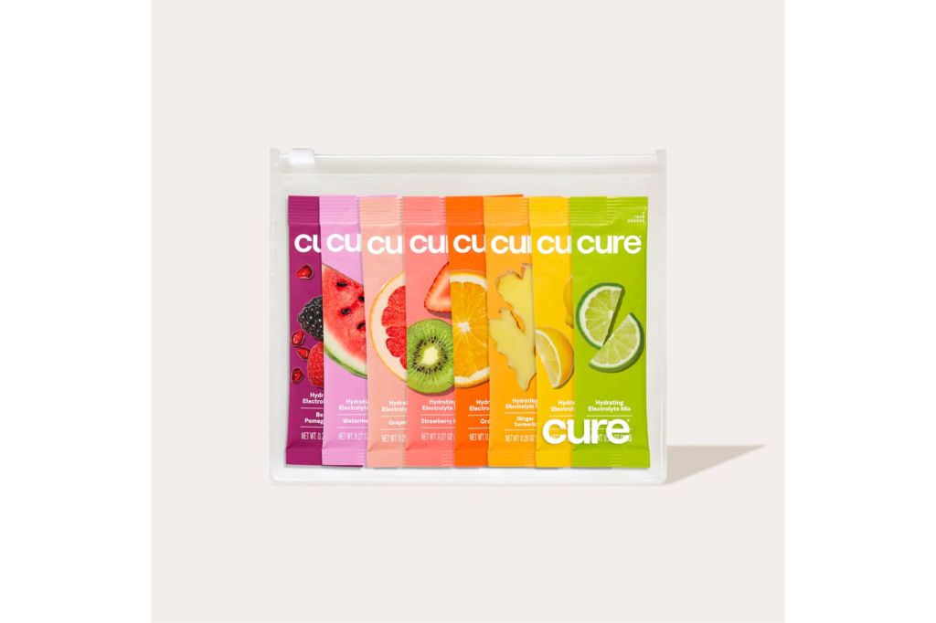 Variety pack of Cure electrolyte mixes.