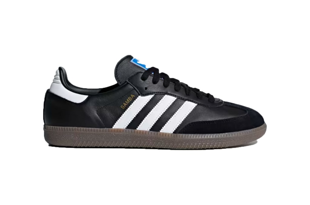 A pair of black Adidas shoes