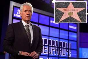 Alex Trebek on "Jeopardy' set