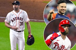 Justin Verlander, Jose Altuve (top right) and Bryce Harper