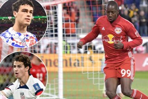Red Bulls legend Bradley Wright-Phillips (left) says the USMNT has to play Giovanni Reyna (top left) and Brenden Aaronson.