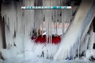 A Texas car wash that was turned into an "ice cave" as temperatures plummeted amid the historic "Bombcyclone" sweeping the US.