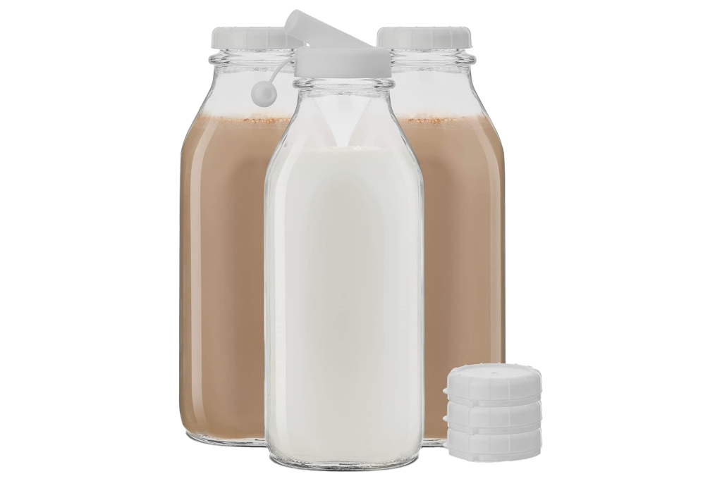 JoyJolt Reusable Glass Milk Bottle