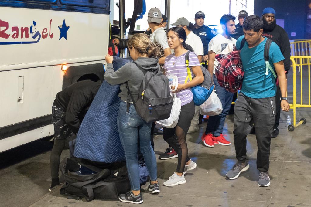 Migrants arrive in New York City's Port Authority Terminal after being sent from Texas by Governor Abbot.