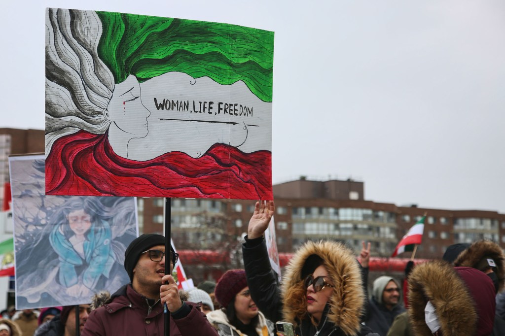 The movement has adopted the slogan "Woman. Life. Freedom."