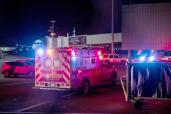 Ambulances arrive at JFK airport after a JetBlue airplane caught on fire and passengers had to be evacuated.