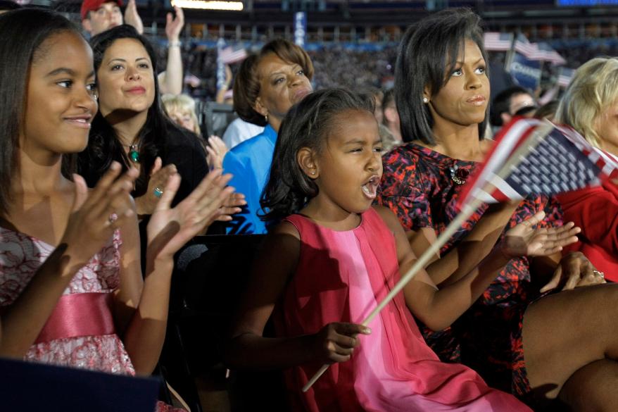 Michelle Obama and her daughters.