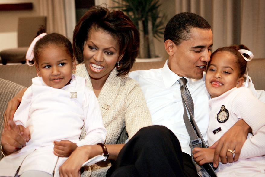 Barack and Michelle Obama and family