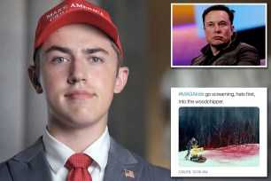 Nicholas Sandmann, Twitter owner Elon Musk and one of the messages Sandmann received after his encounter with a Native American activist.