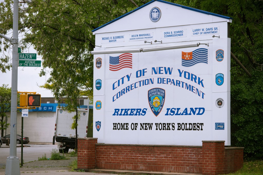 The entrance to the Rikers Island Correctional Facility in the Queens borough of New York.