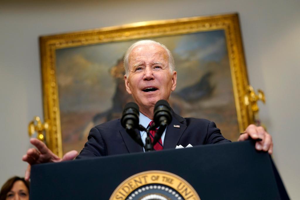 President Joe Biden spoke about border security in the Roosevelt Room of the White House.