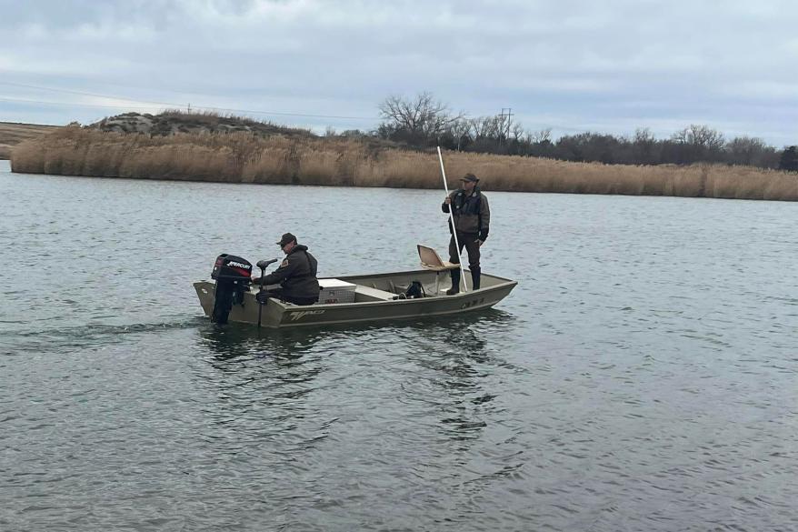 Oklahoma Highway patrol searches a lake for Athena Brownfield.