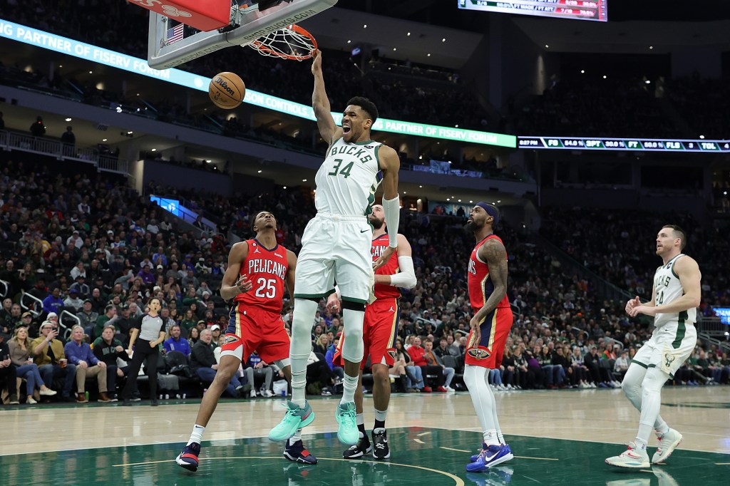 Giannis Antetokounmpo #34 of the Milwaukee Bucks