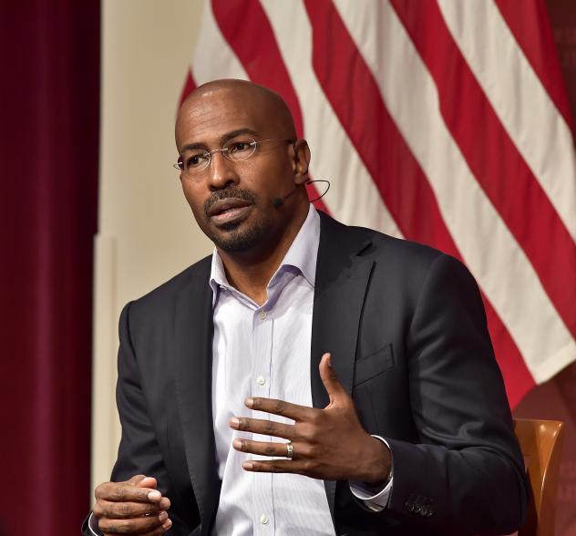 CNN Political Correspondent Van Jones speaks at Harvard University John F. Kennedy Junior Forum on "Love and Resistance: Van Jones on his Progressive Path Forward" moderated by David Gergen on October 13, 2017 in Cambridge, Massachusetts.