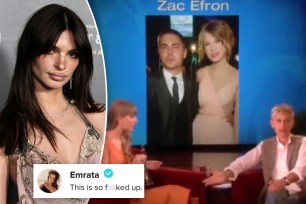 Emily Ratajkowski slammed Ellen DeGeneres on Friday for humiliating Taylor Swift on her daytime show when her career was getting underway.