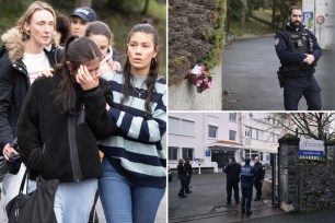 Agnes Lassalle, 54, a Spanish-language teacher at a private Catholic high school in Saint-Jean-de-Luz, France (bottom right), was stabbed to death allegedly by her 16-year-old student who claimed to be guided by voices.