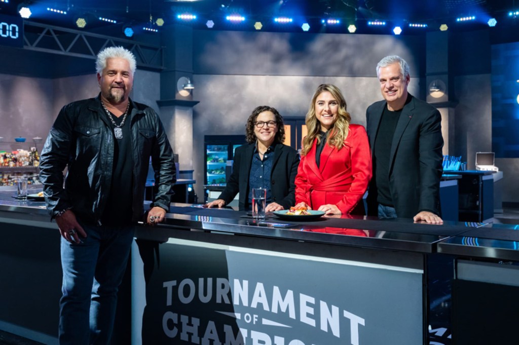Guy Fieri, Traci des Jardins, Lorena Garcia and Eric Ripert on "Tournament of Champions"
