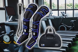 Leg massager on the background of a gym.