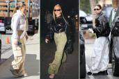 Jennifer Loper (from left), Christina Aguilera and Hailey Bieber have all recently rocked cargo pants.