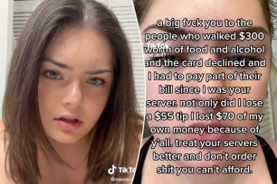 Server claims she paid customers' bill after their card was declined