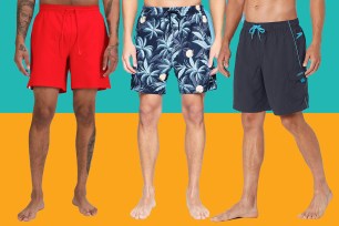 Three men in swim trunks