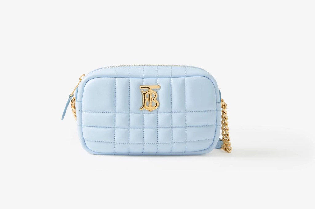 Blue padded designer clutch