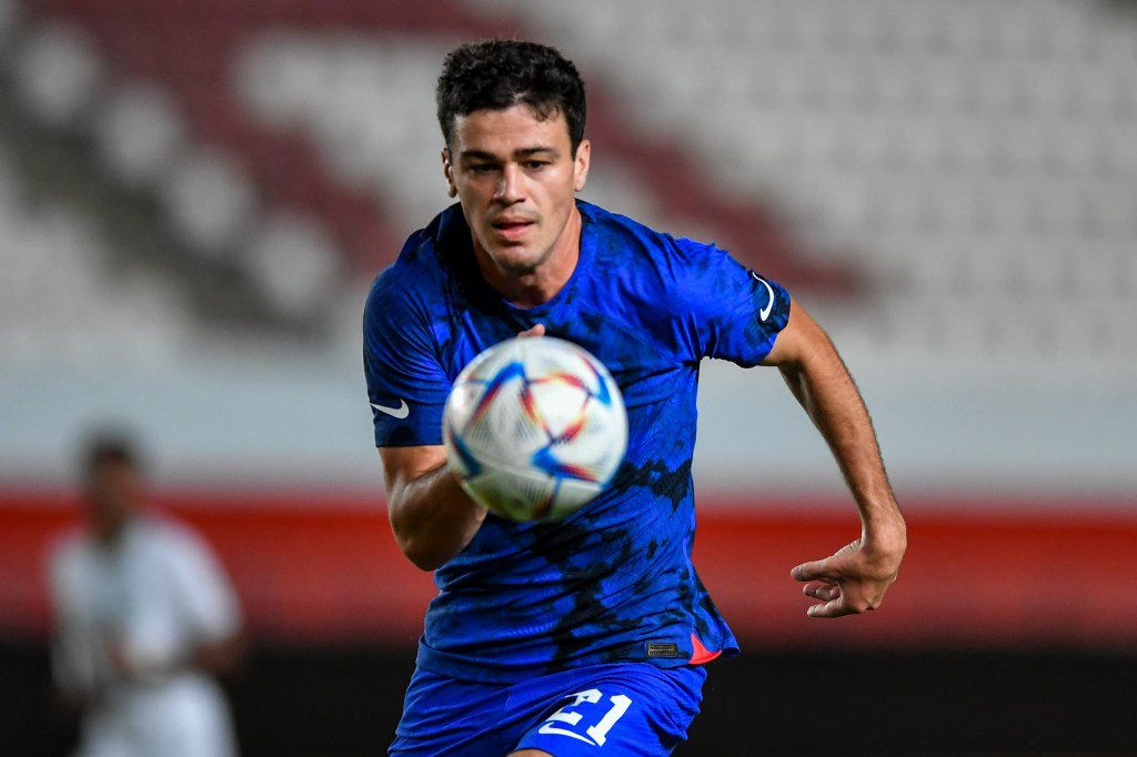 United States' Gio Reyna chases the ball during an international friendly soccer match