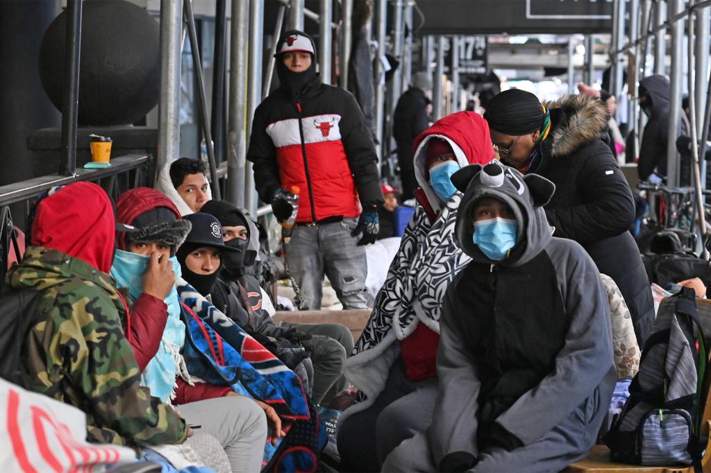 The recently arrived migrants that have been asked to move to the Brooklyn site arranged by the city continue to camp outside of the Watson Hotel on the west side of Manhattan.