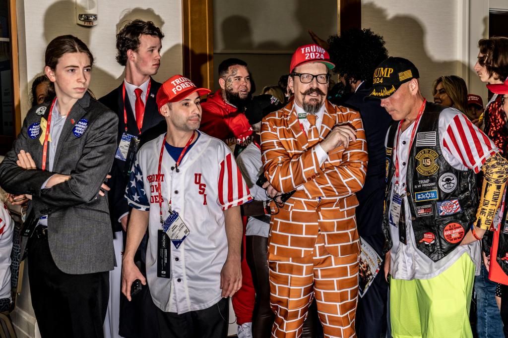 Trump supporters lined up for a private reception with former President Donald Trump at CPAC.